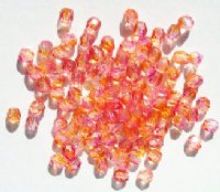 100 4mm Faceted Crystal, Cherry, & Orange Firepolish Beads